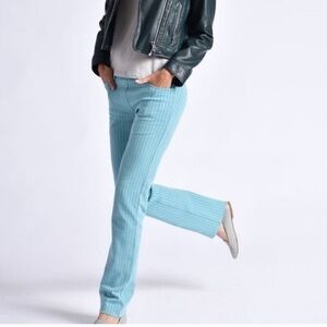 Betabrand Classic Dress Yoga Pants Straight Leg Blue Pin Striped Size S Long